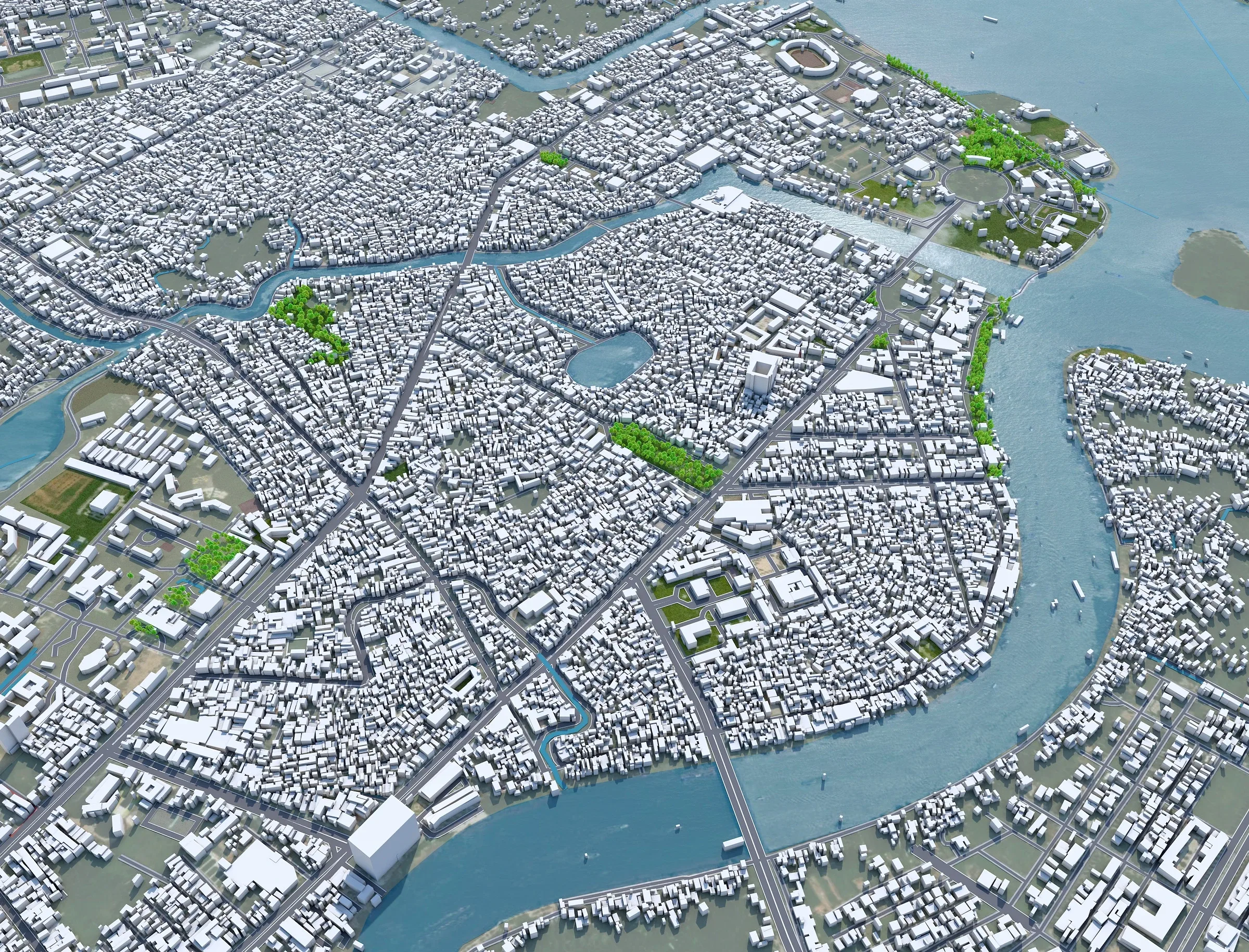 Can Tho city Vietnam 3d model 30km