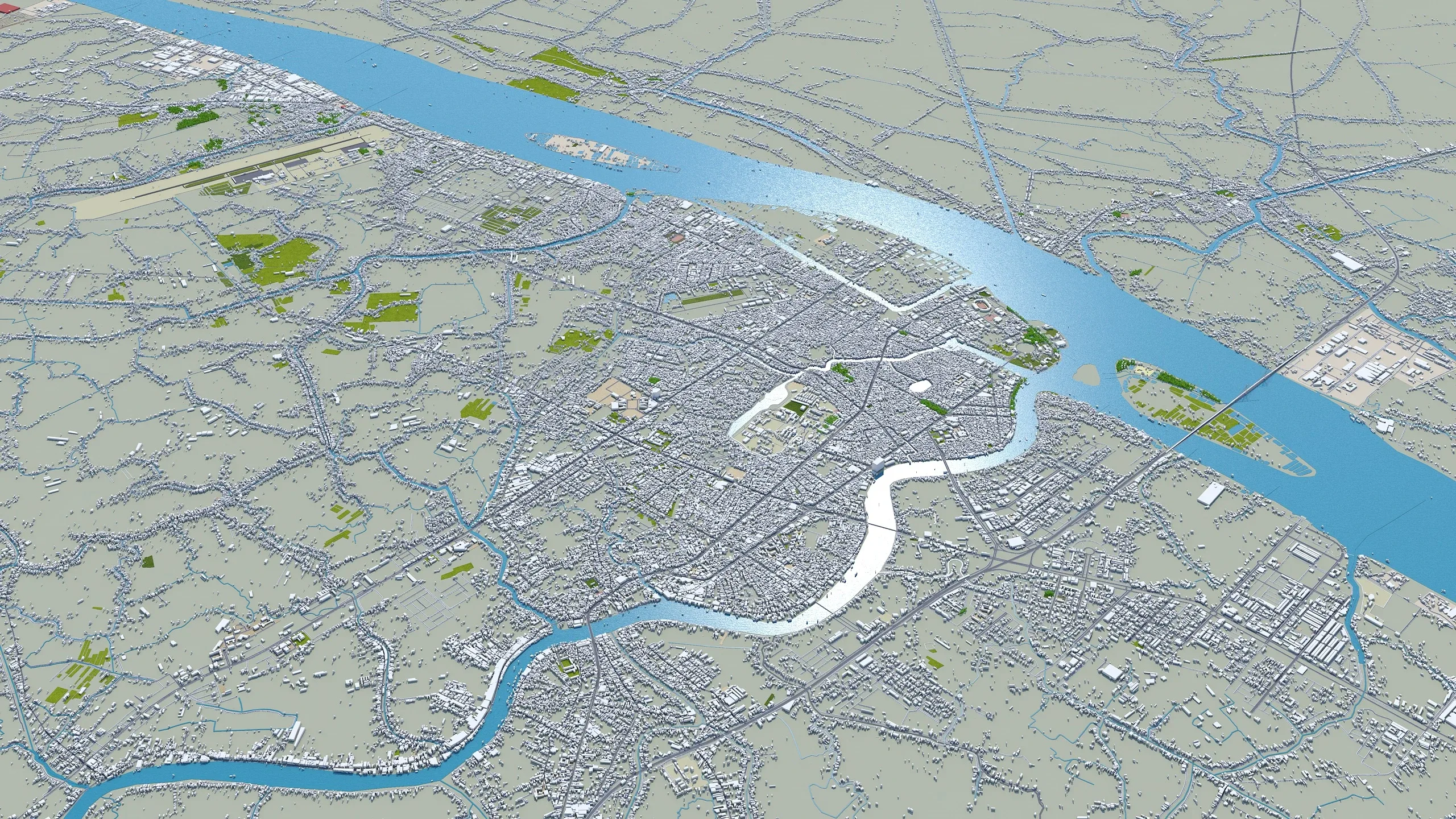 Can Tho city Vietnam 3d model 30km