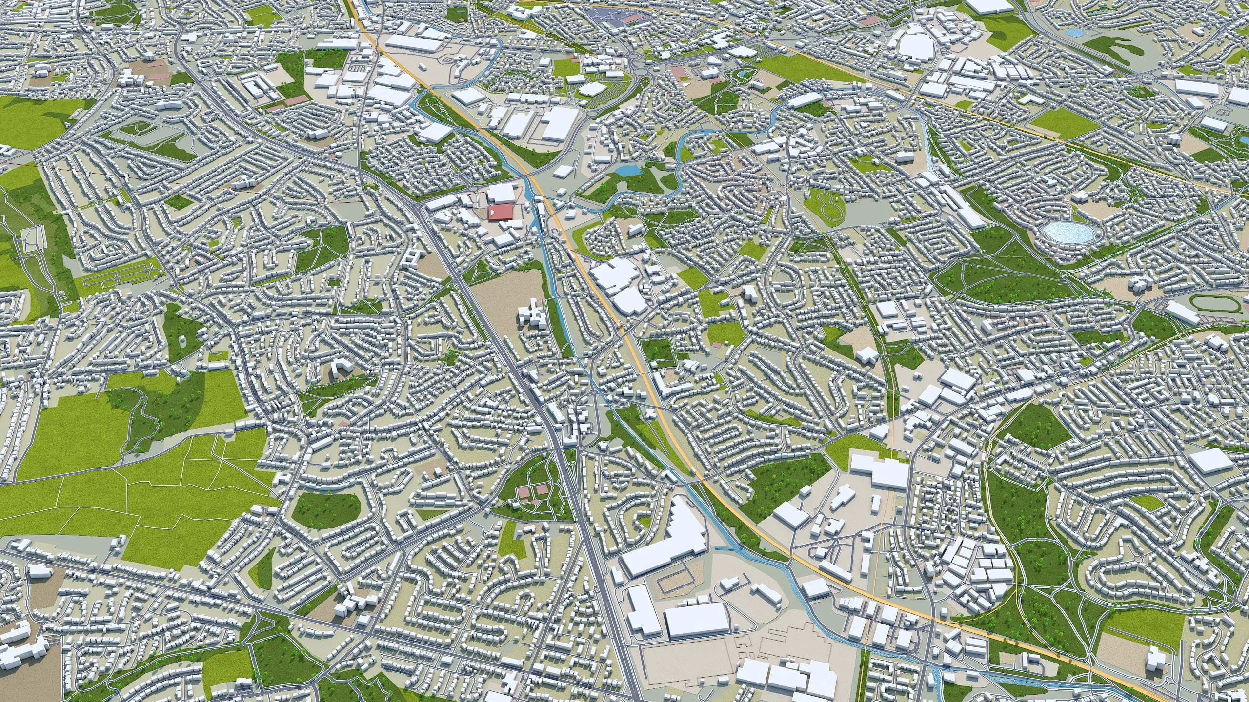 Dudley City United Kingdom 3d model 30km