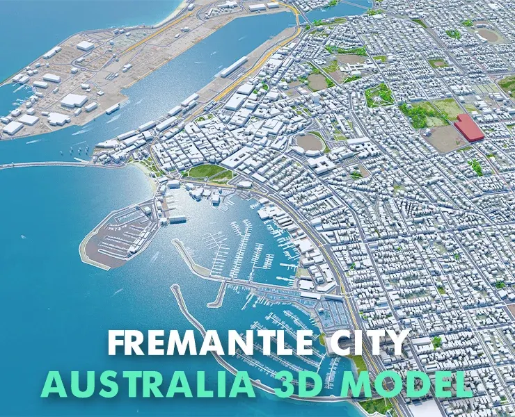 Fremantle city Western Australia 3d model 15km