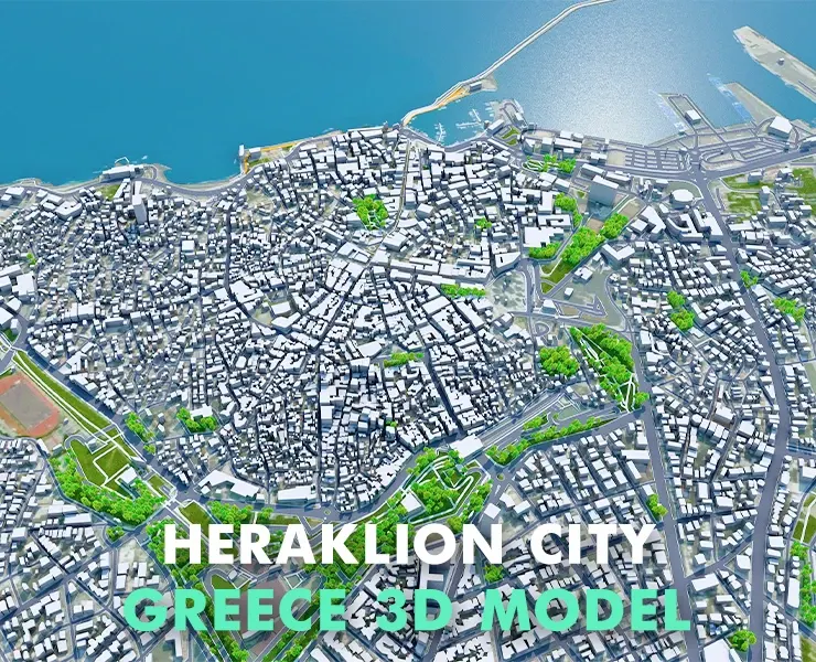 Heraklion city Greece 3d model 30km