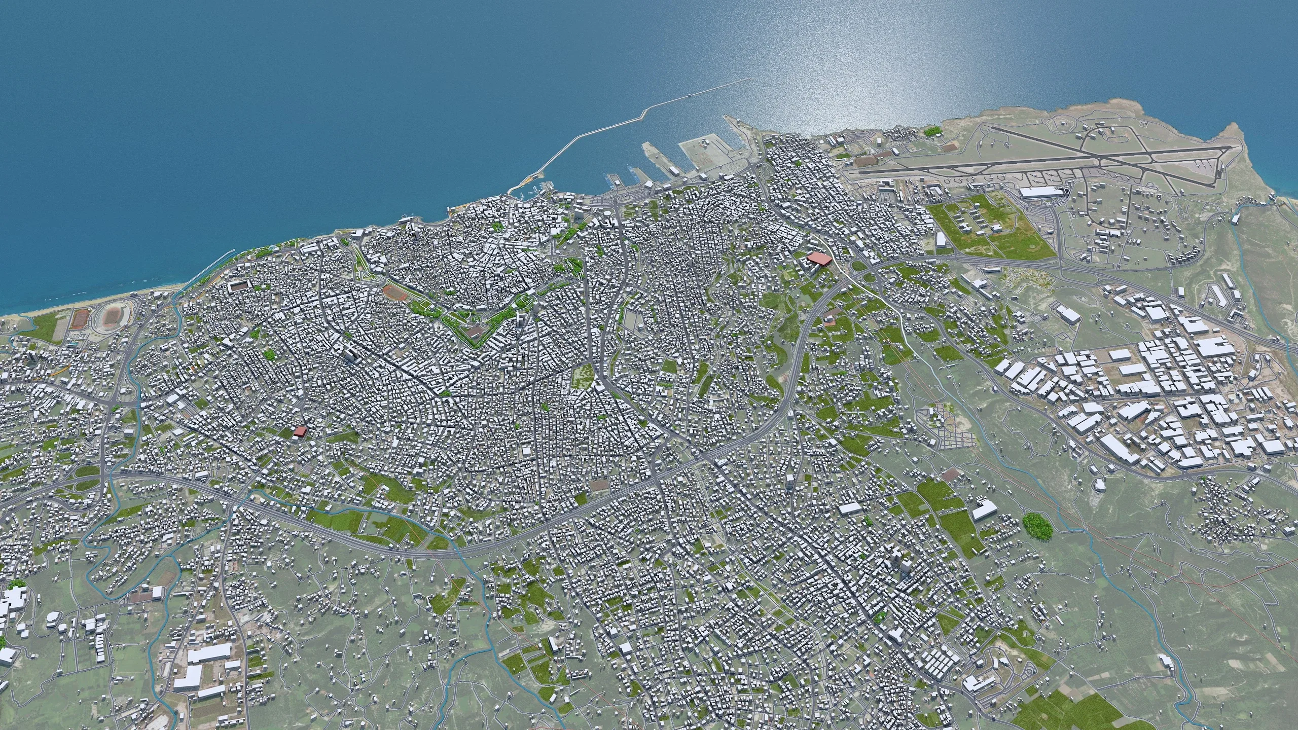 Heraklion city Greece 3d model 30km