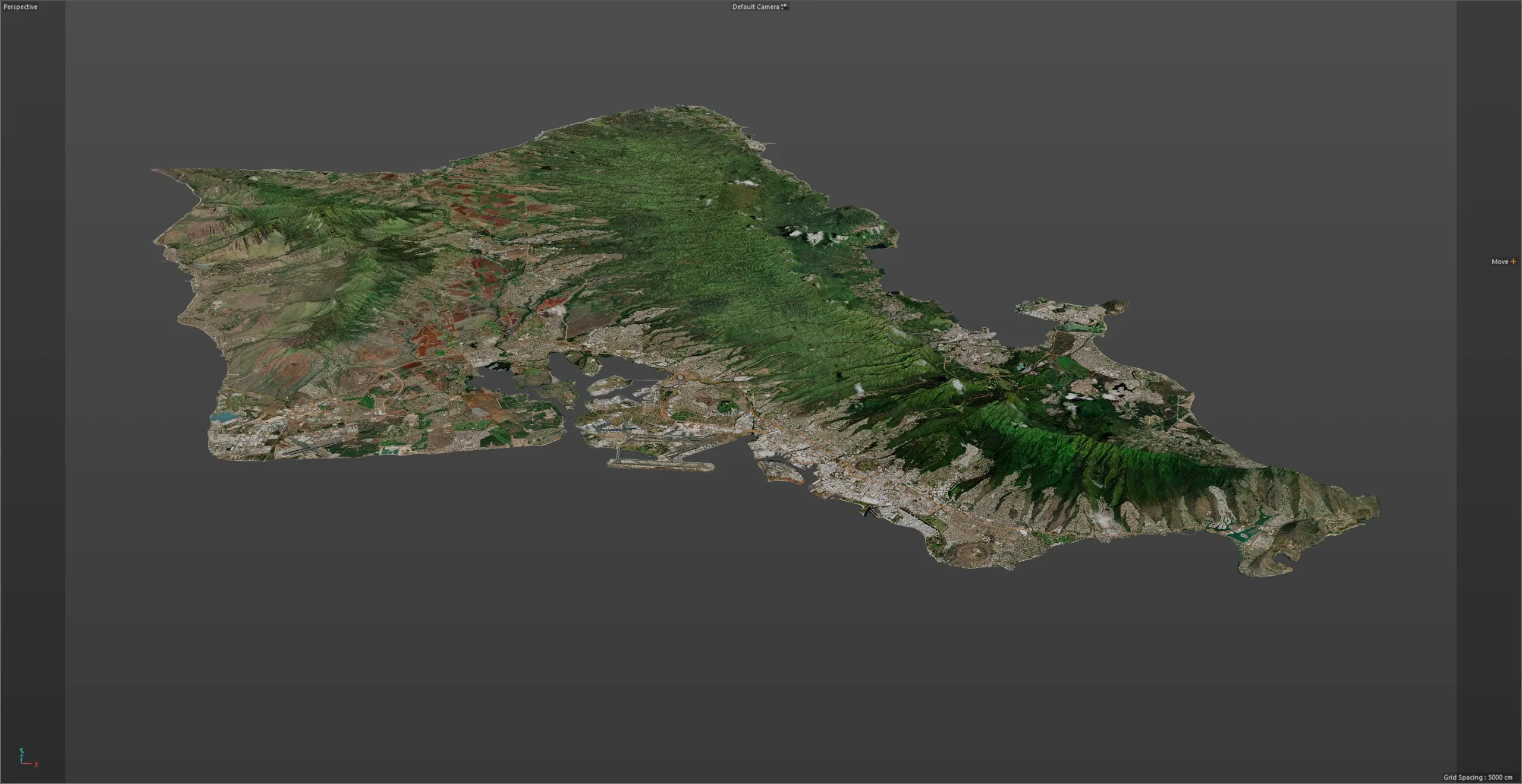 Oahu City Island Terrain 3d model 90km