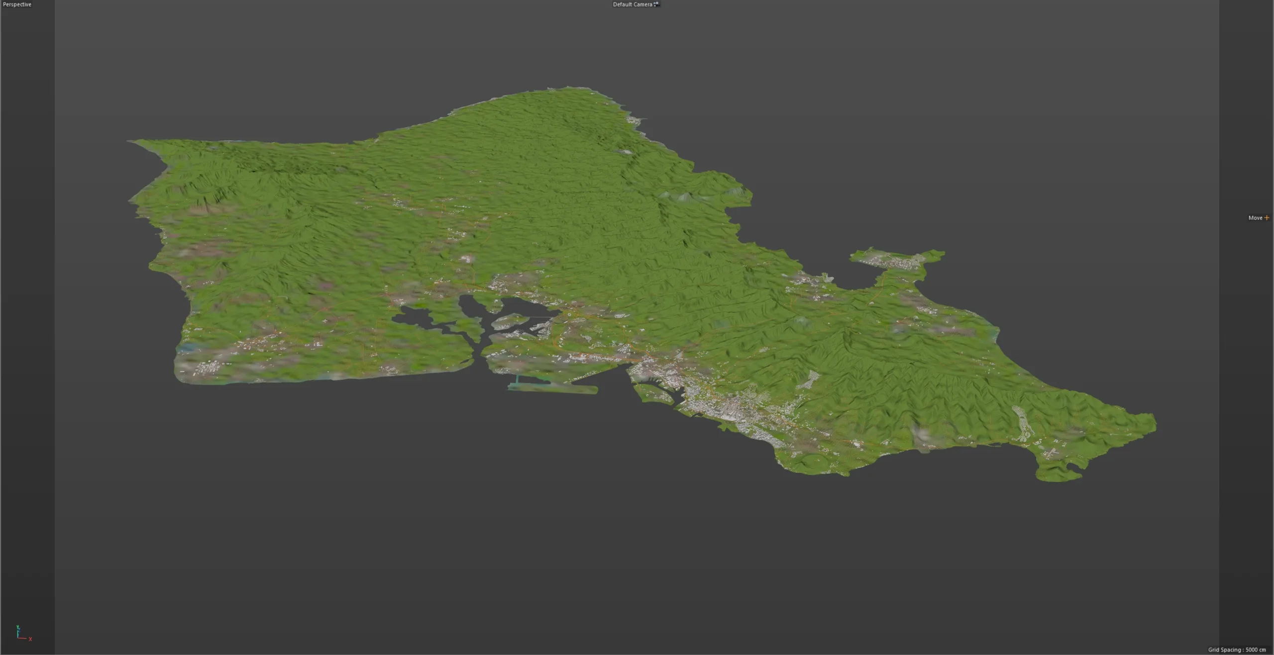 Oahu City Island Terrain 3d model 90km