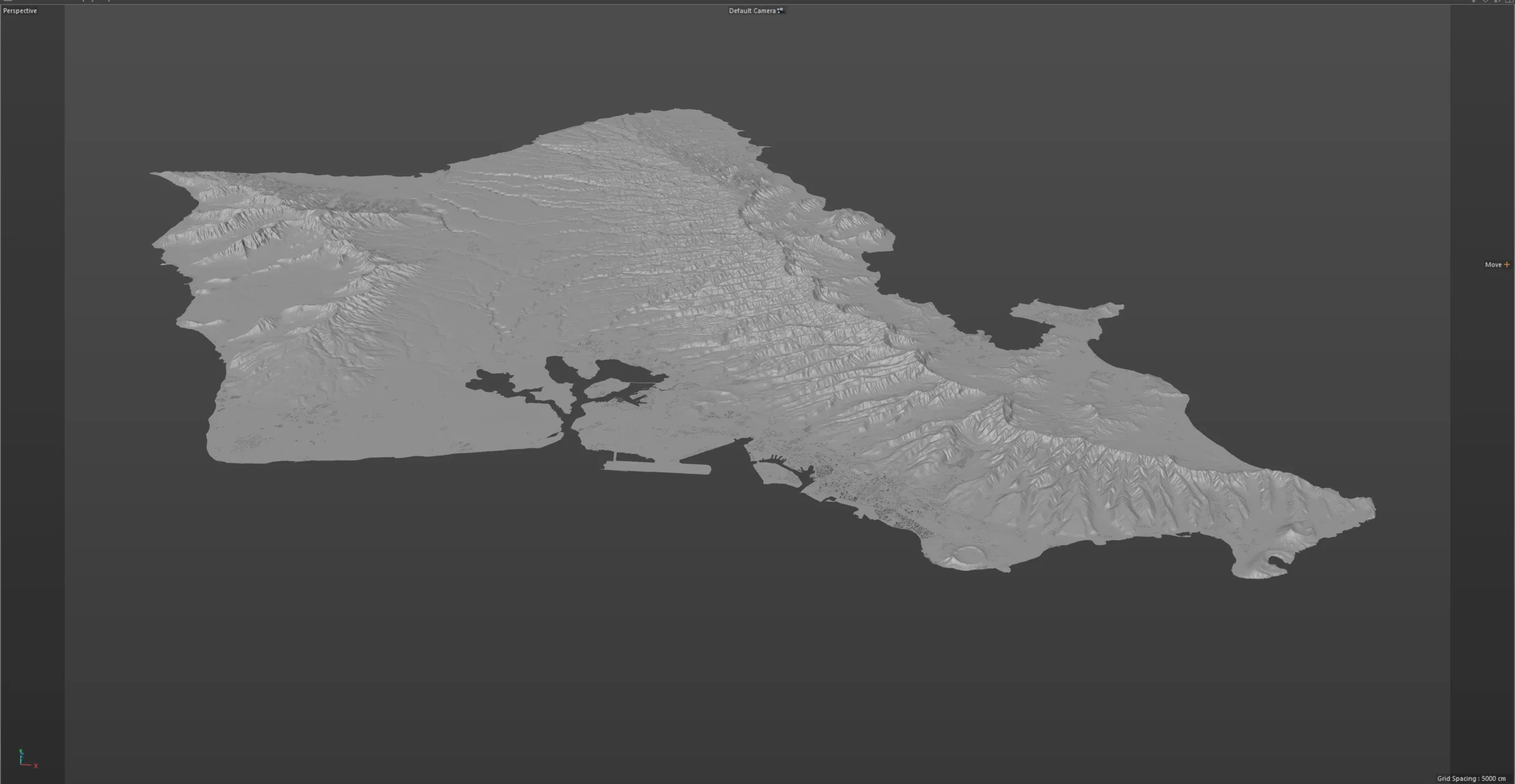 Oahu City Island Terrain 3d model 90km