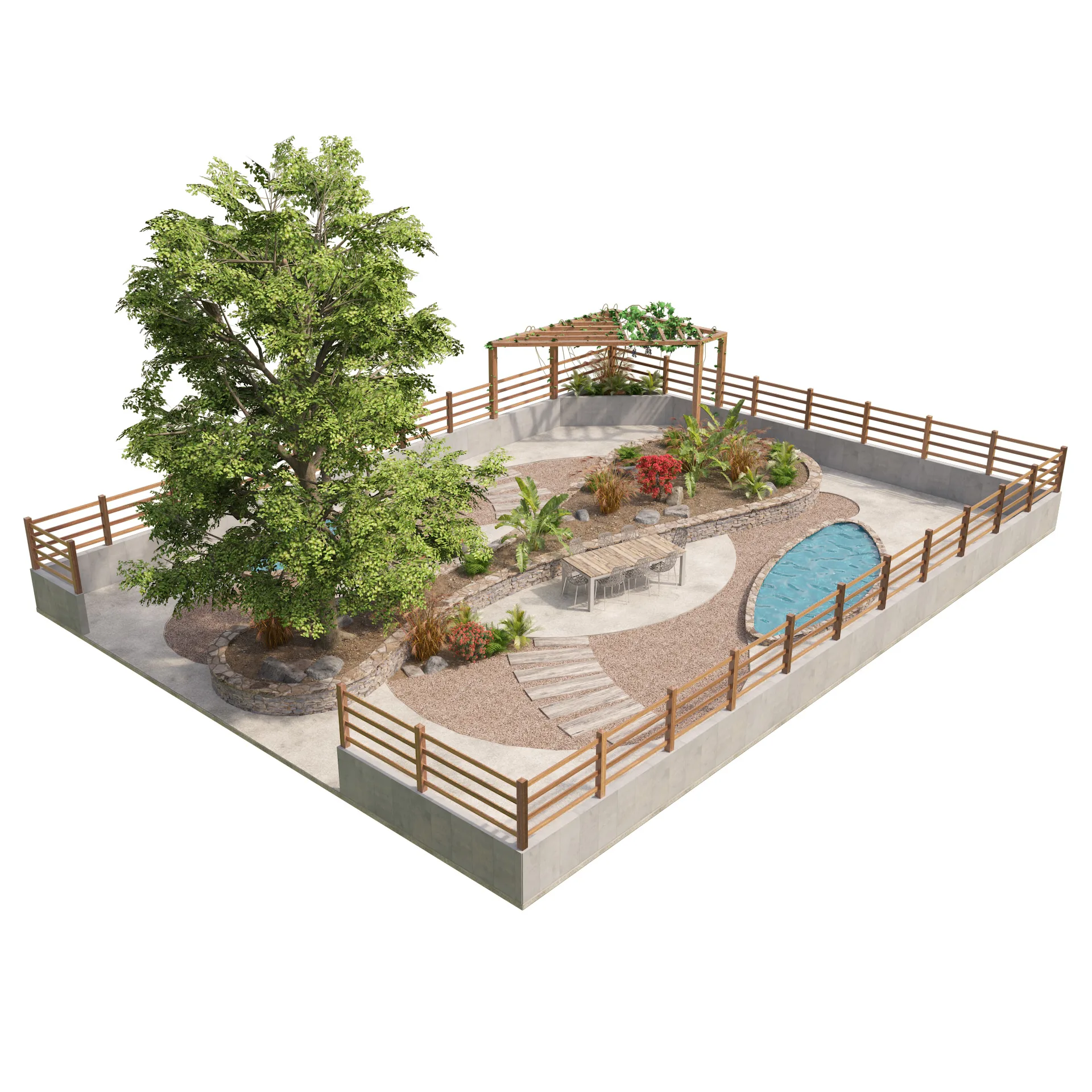 Classic garden landscape 3d model