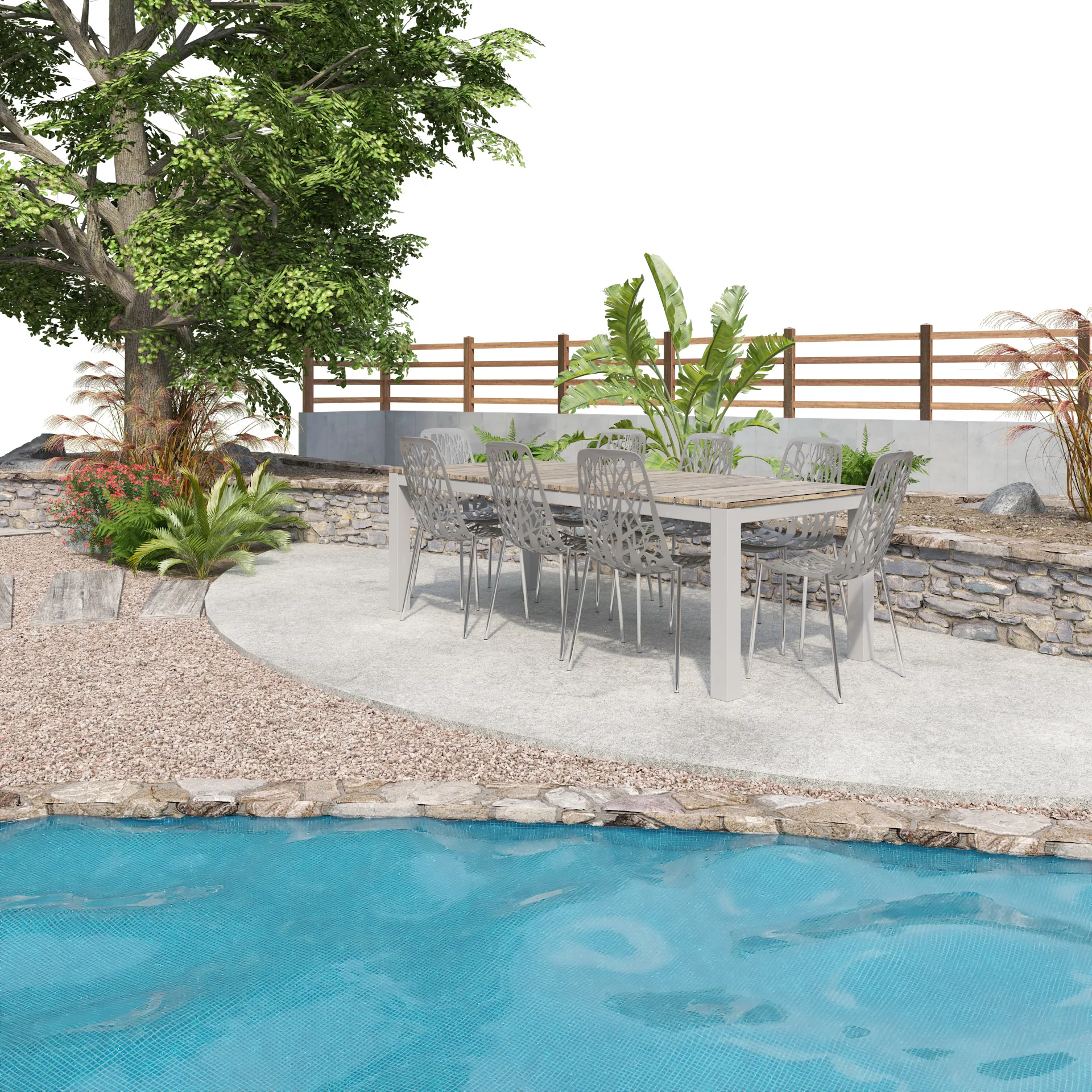 Classic garden landscape 3d model