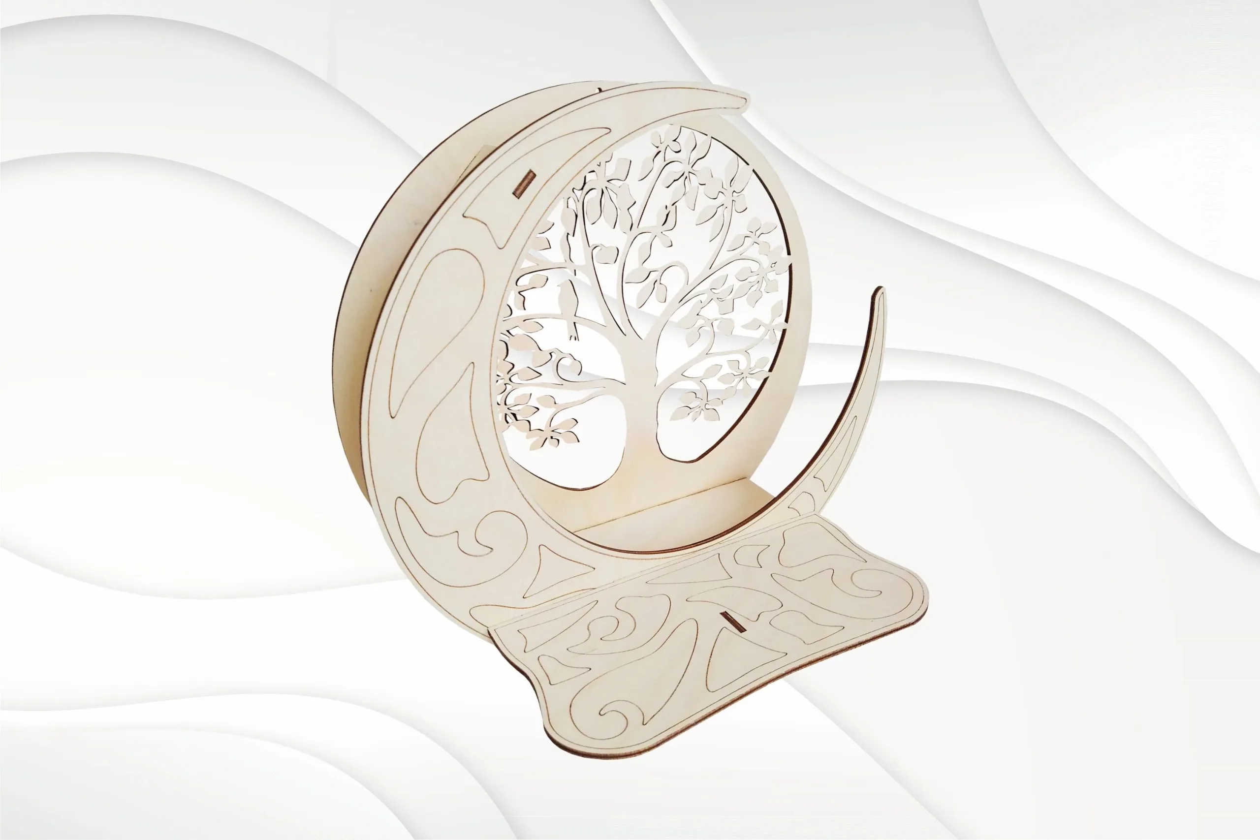 Wall shelf, moon tree svg dxf design for laser cut.