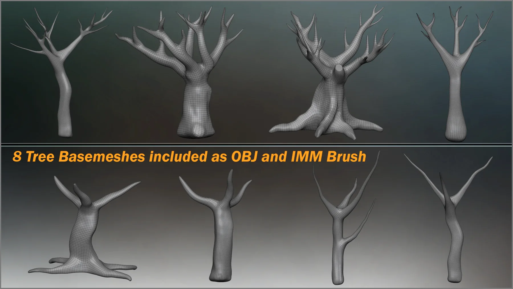 Tree Maker: 117 ZBrush Brushes, 50 Alphas & 8 Tree Basemeshes