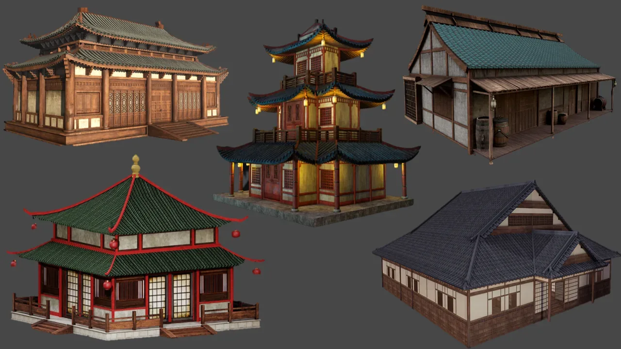 Asian Japanese Traditional Building Collection