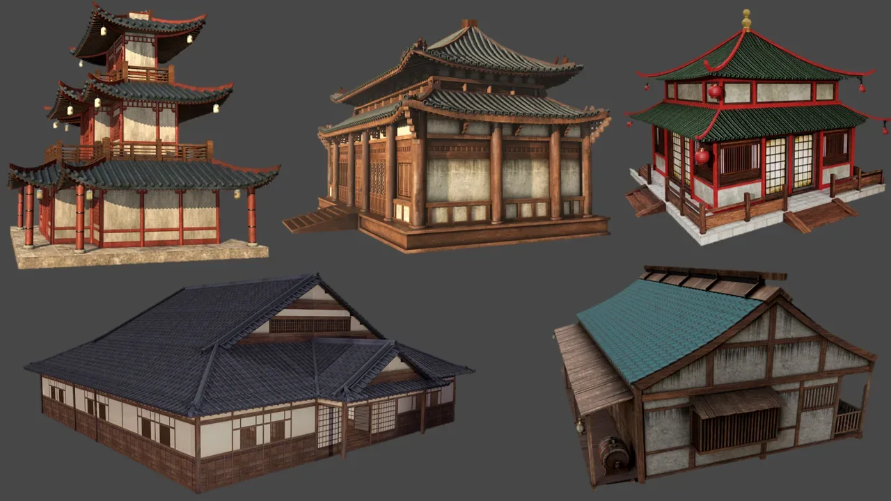 Asian Japanese Traditional Building Collection