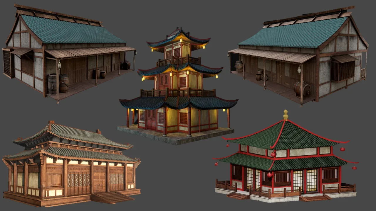 Asian Japanese Traditional Building Collection