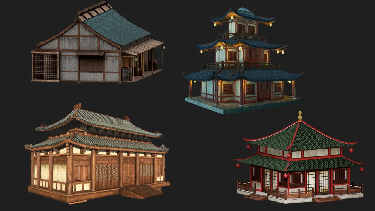 Asian Japanese Traditional Building Collection