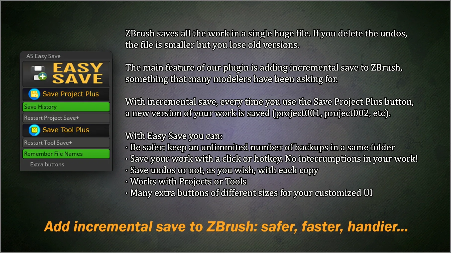 Easy Save ZBrush Plugin