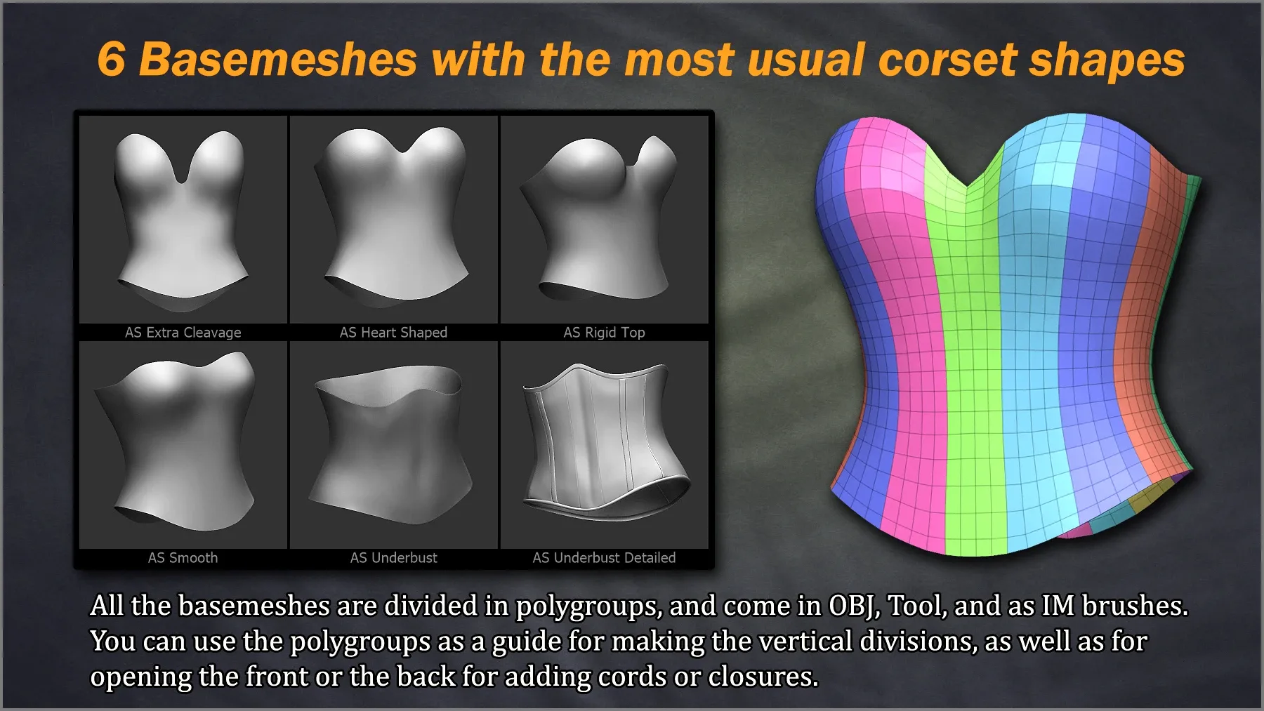 Corset Maker: ZBrush brushes & Basemeshes