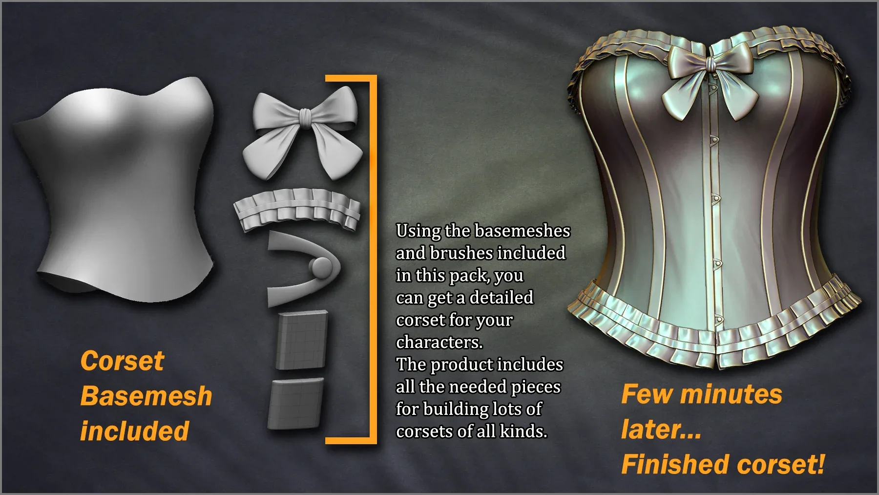 Corset Maker: ZBrush brushes & Basemeshes