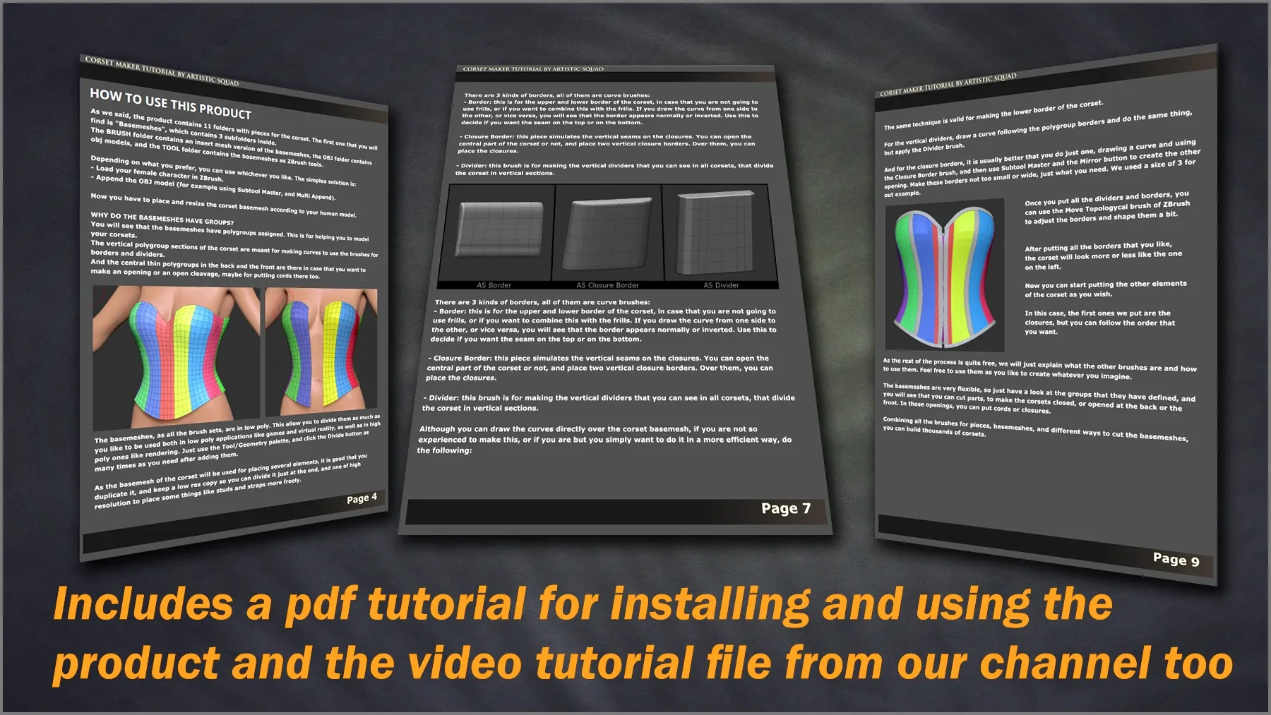 Corset Maker: ZBrush brushes & Basemeshes
