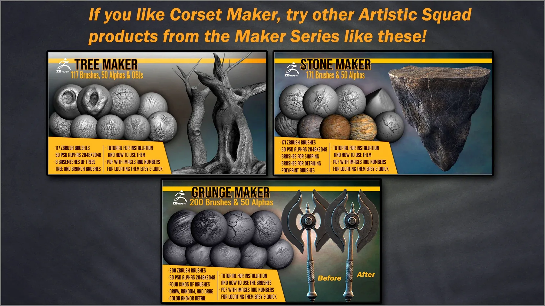 Corset Maker: ZBrush brushes & Basemeshes