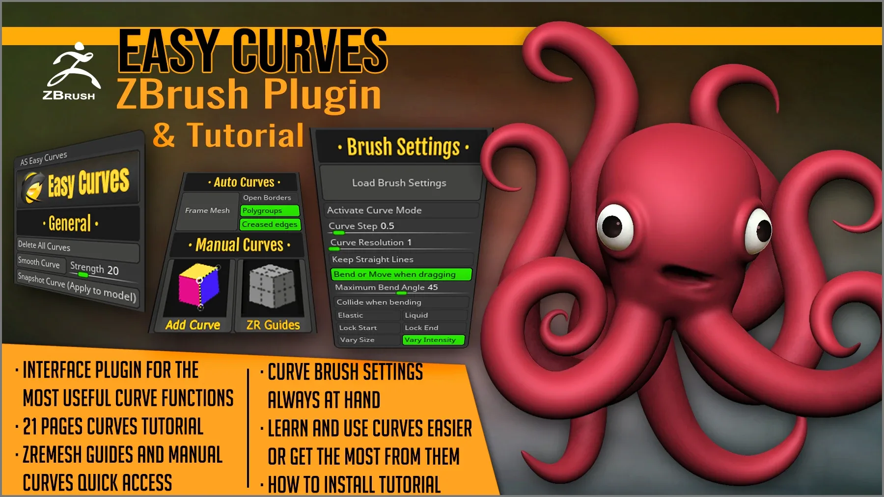 Easy Curves ZBrush Plugin and Curves Tutorial