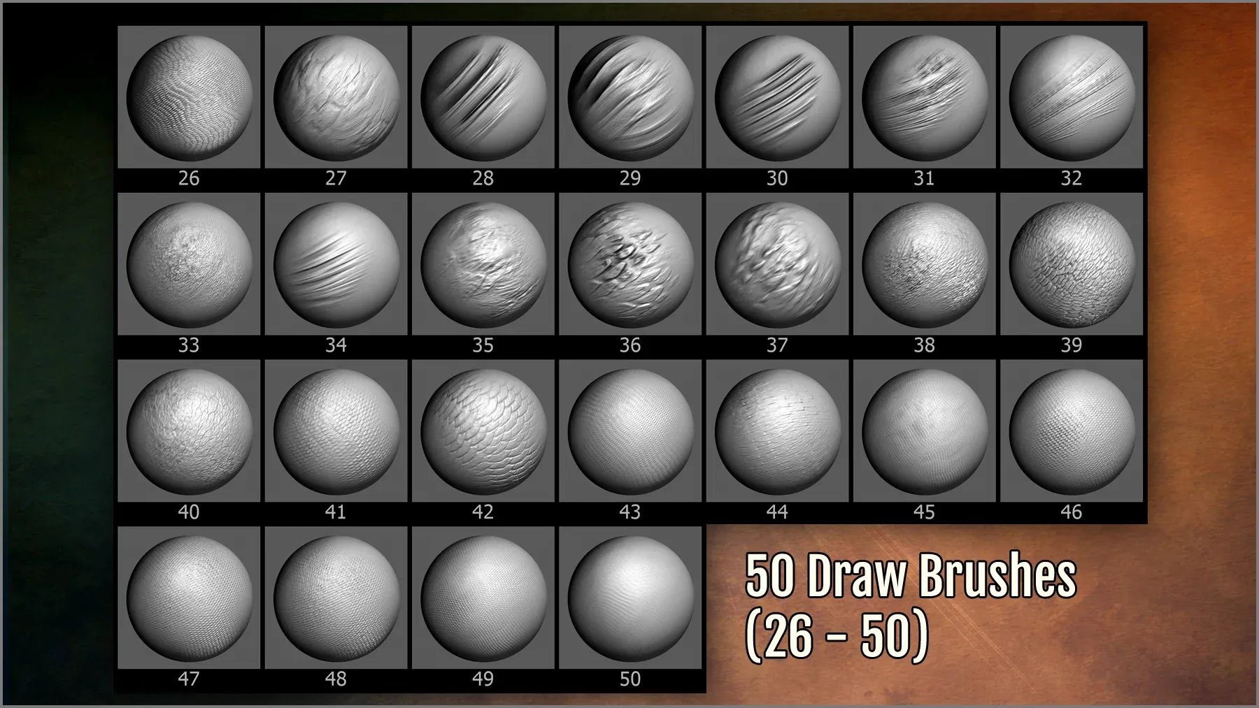 Scales Maker: 250 ZBrush Brushes, 50 Alphas, and 10 Surface Patterns