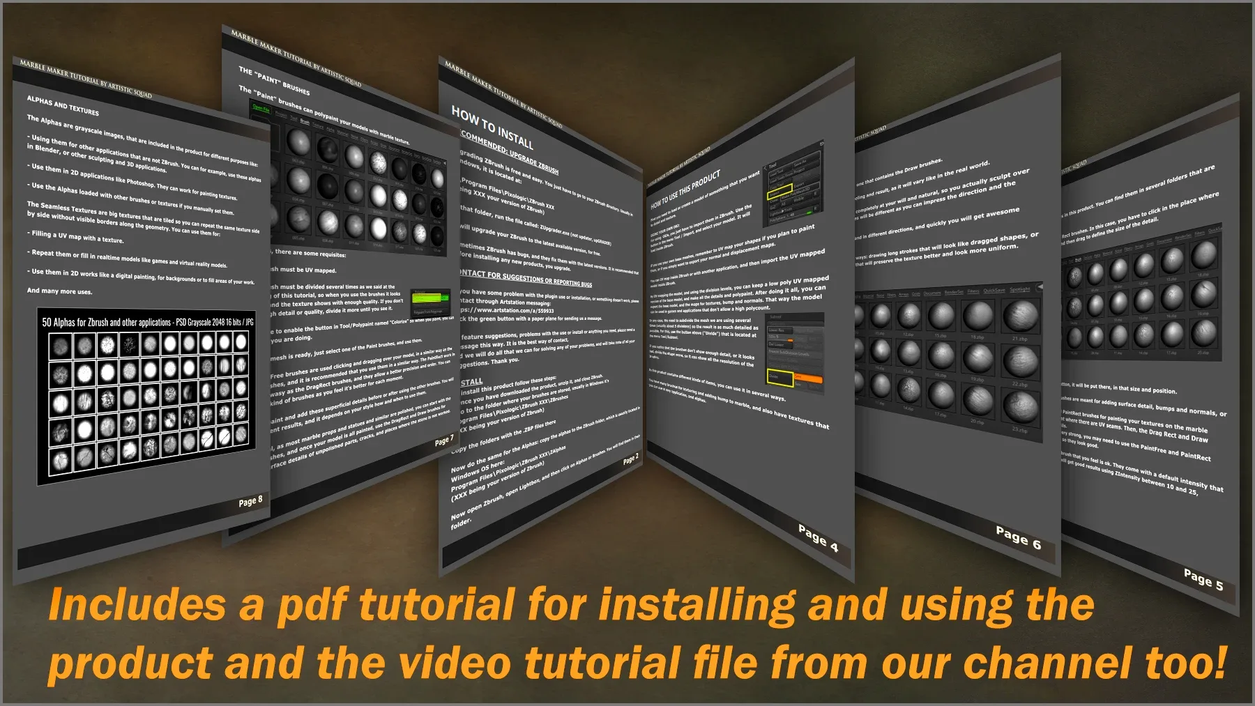Marble Maker: 300 ZBrush Brushes, 50 Alphas, and 100 Seamless Textures