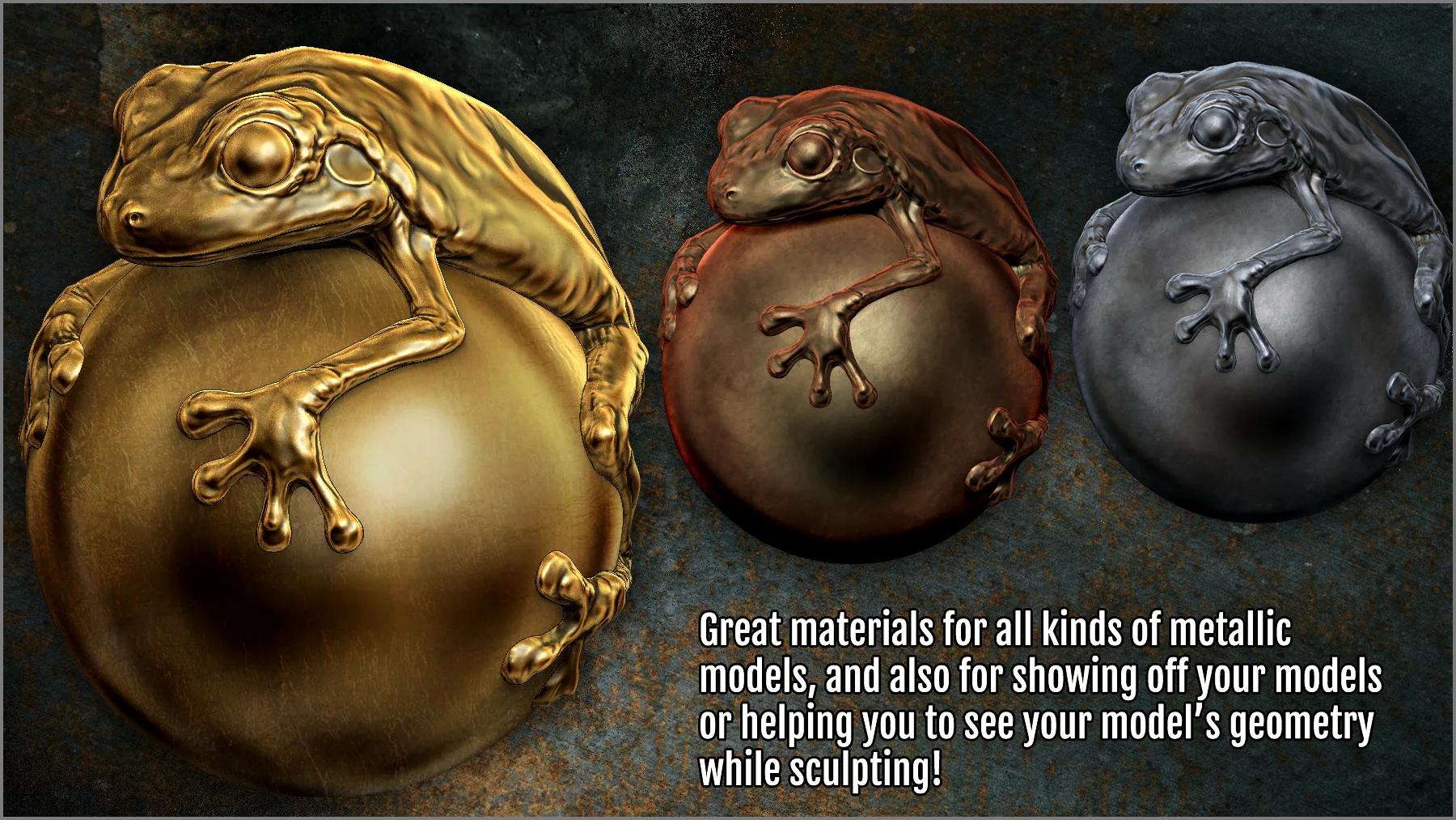 Matcaps Megapack: 100 Metals For ZBrush