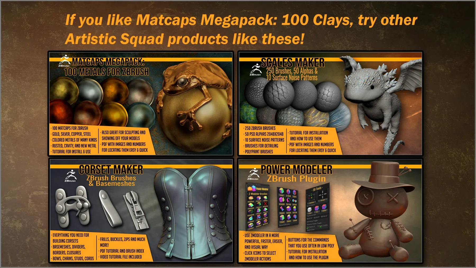 Matcaps Megapack: 100 Clays For ZBrush