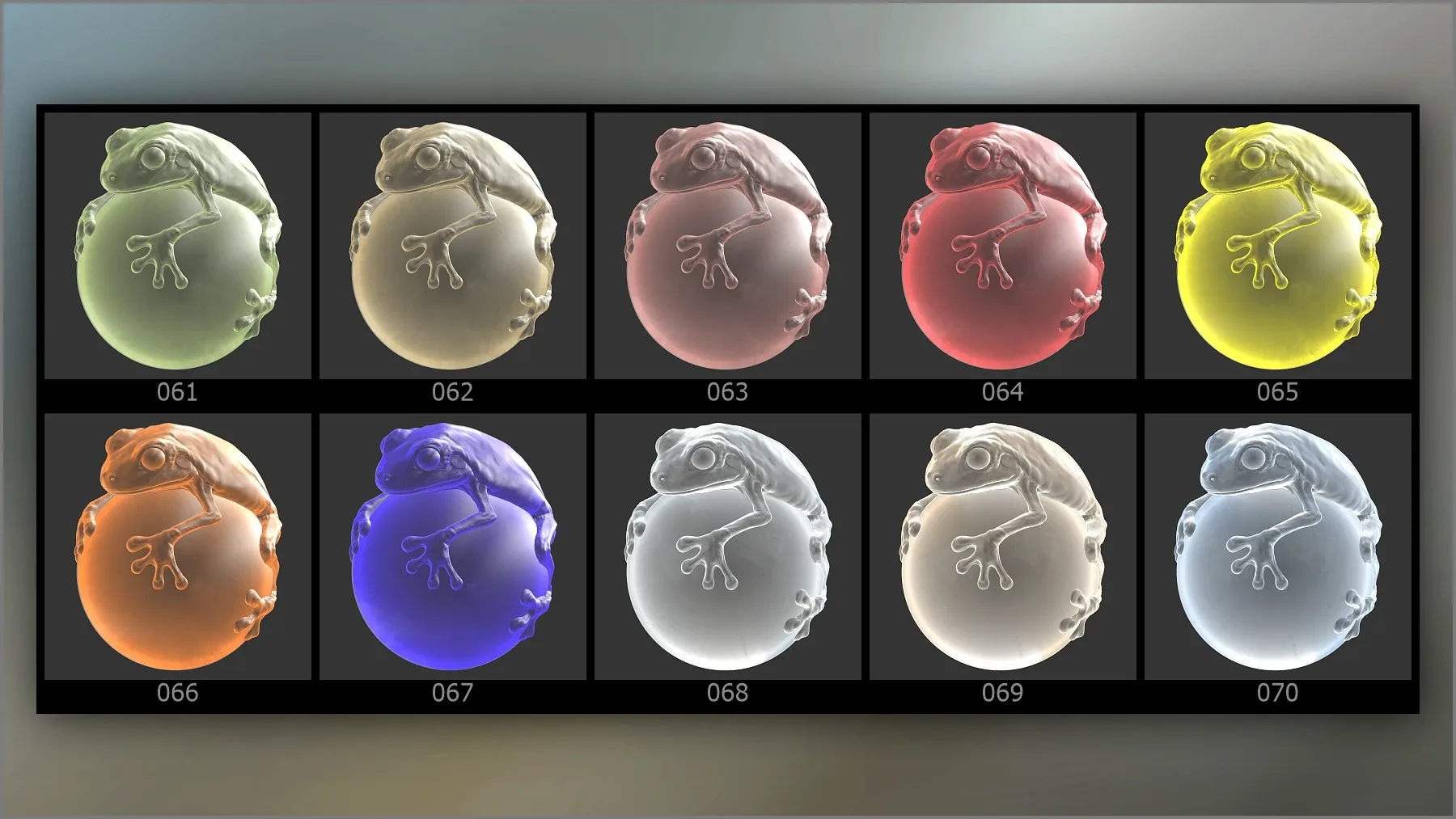 Matcaps Megapack: 100 Colored Glass For ZBrush