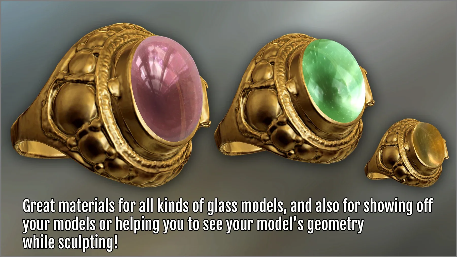 Matcaps Megapack: 100 Colored Glass For ZBrush