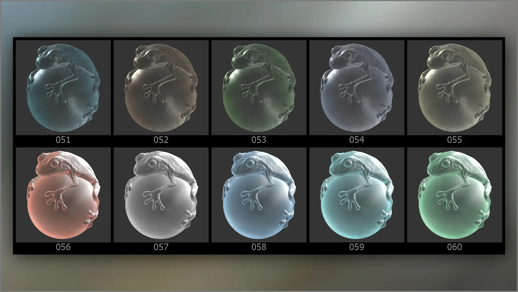 Matcaps Megapack: 100 Colored Glass For ZBrush