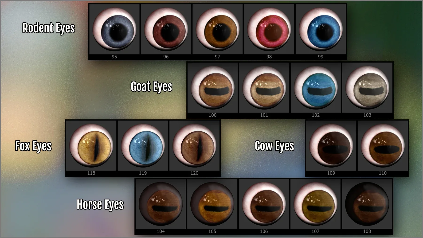 Animal Eye Maker: 128 Eyes and ZBrush Plugin