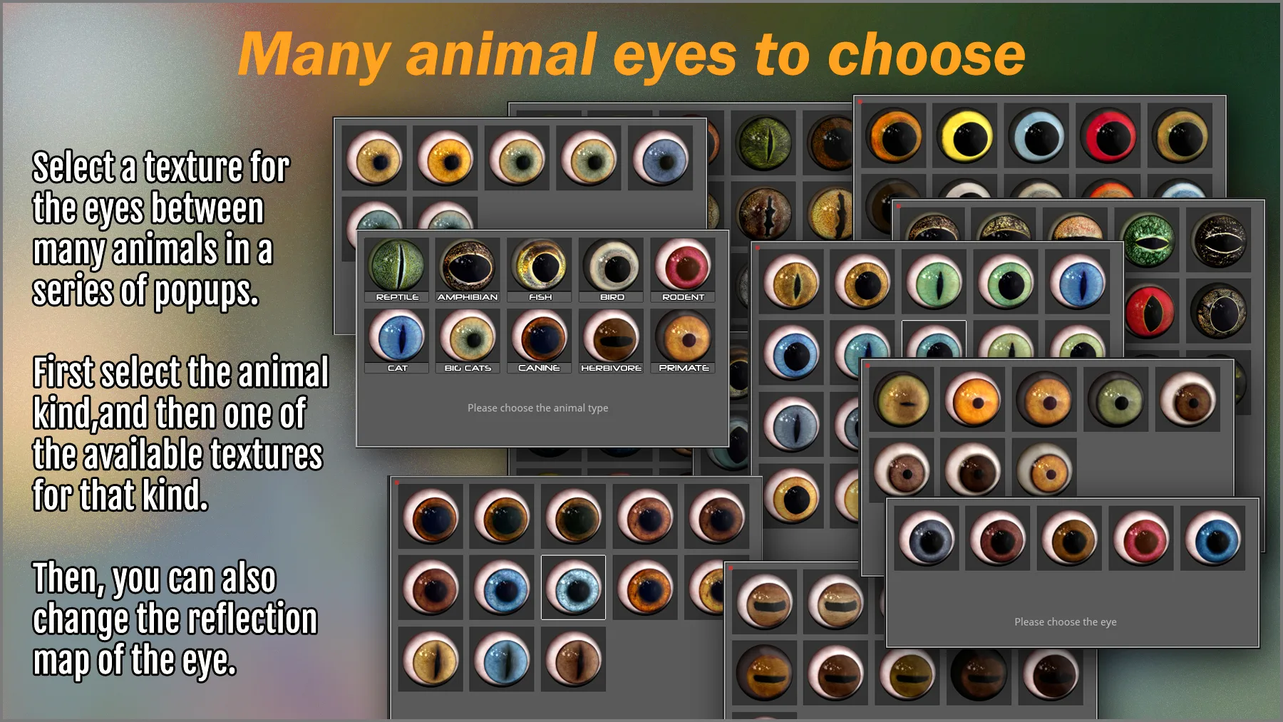 Animal Eye Maker: 128 Eyes and ZBrush Plugin