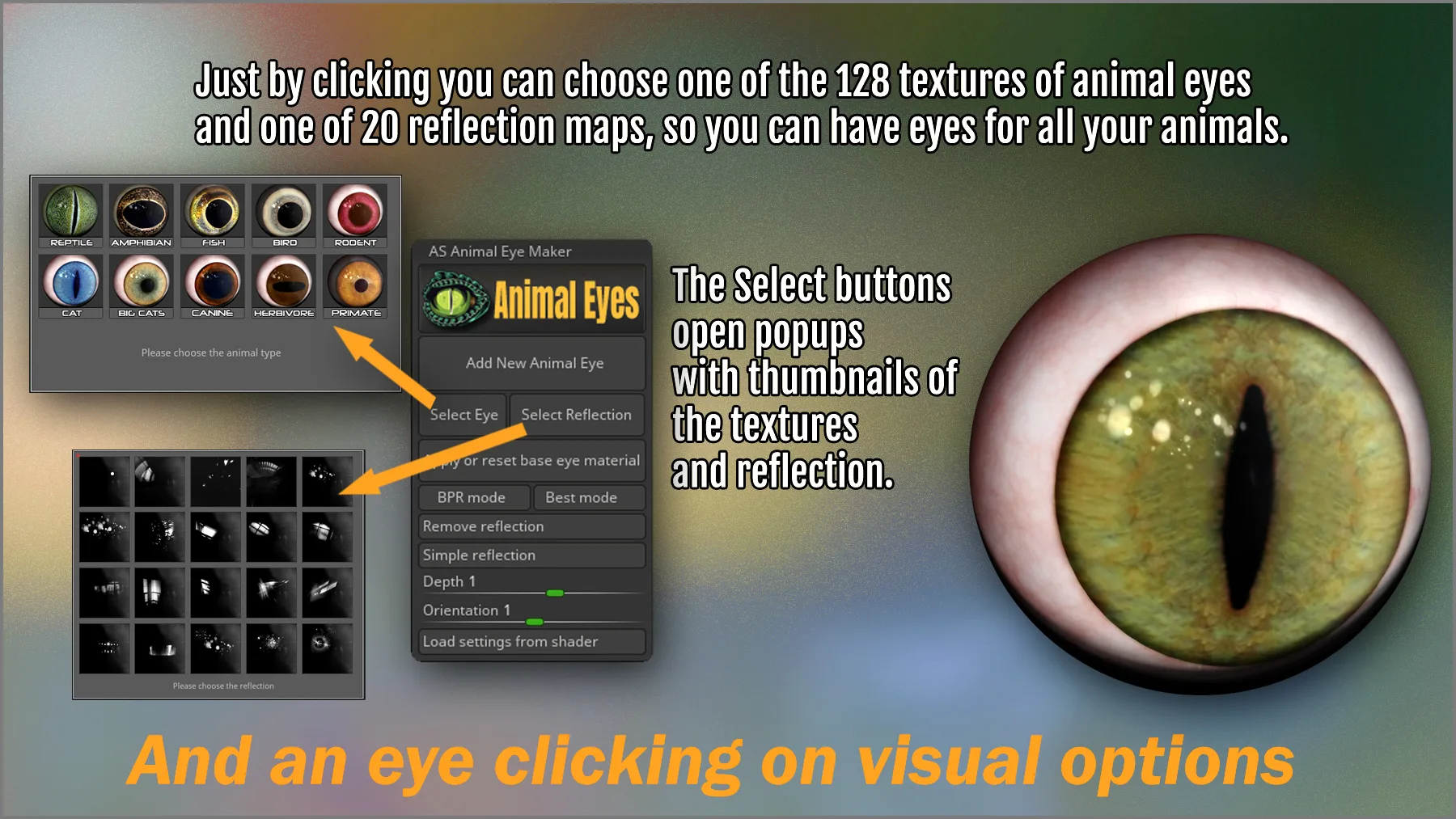 Animal Eye Maker: 128 Eyes and ZBrush Plugin