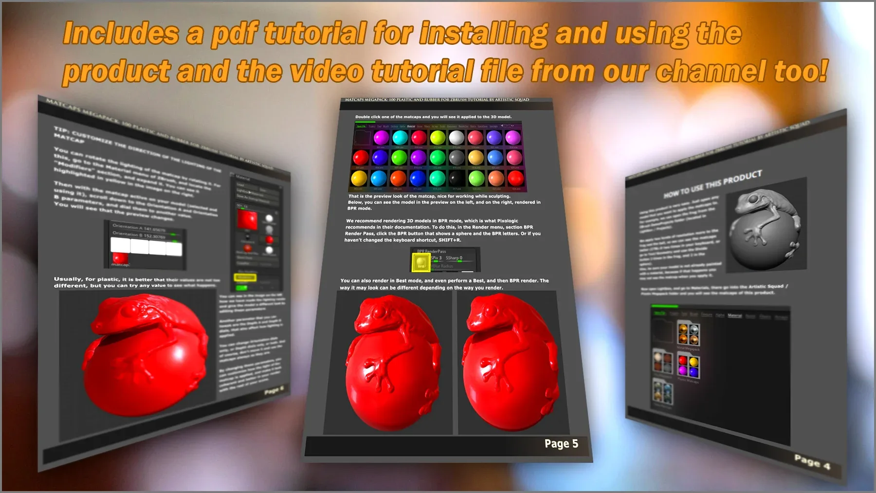 Matcaps Megapack: 100 Plastic And Rubber For ZBrush