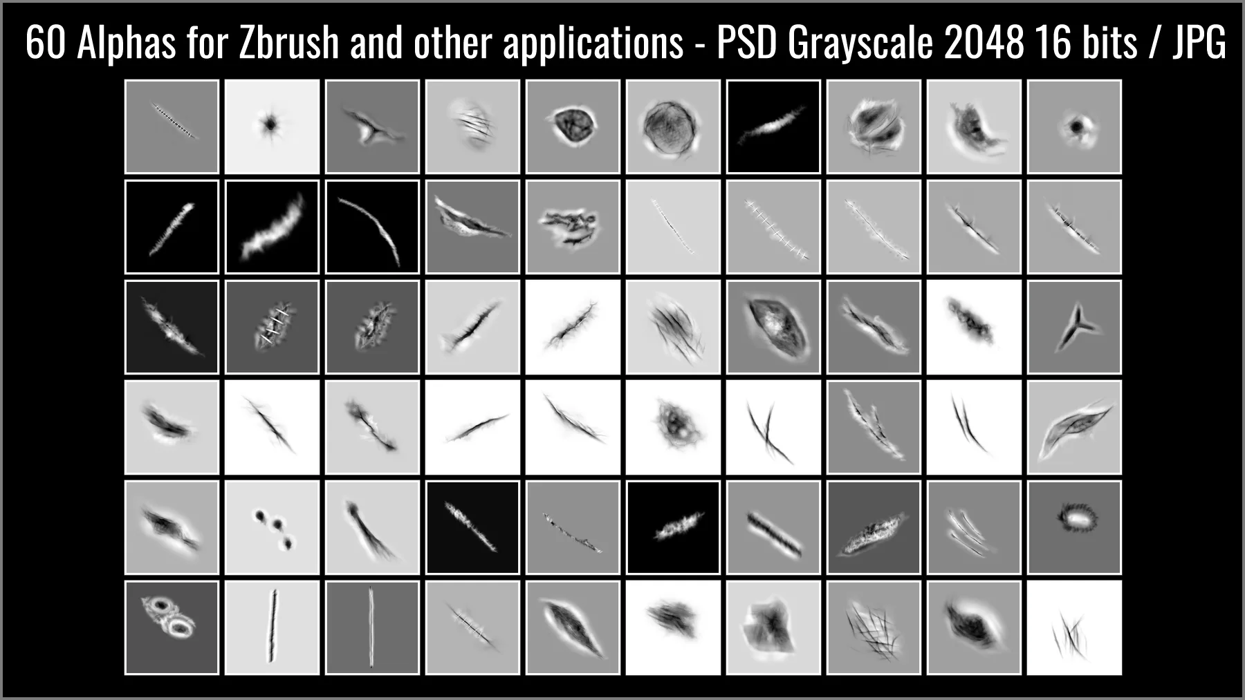 Wounds and Scars Maker: 300 ZBrush Brushes And 60 Alphas