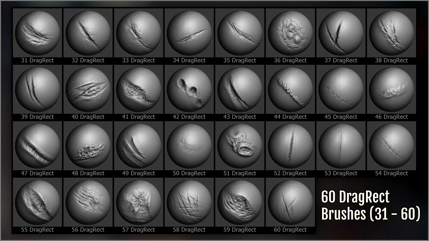 Wounds and Scars Maker: 300 ZBrush Brushes And 60 Alphas