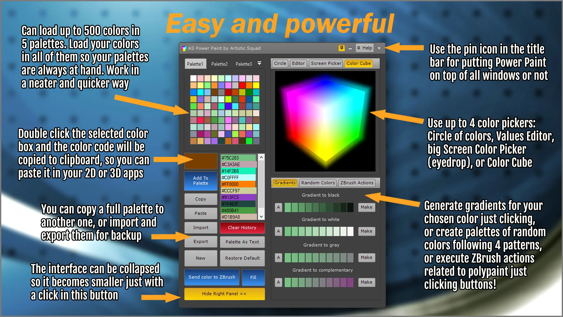 Power Paint color and palette maker for ZBrush and all your apps