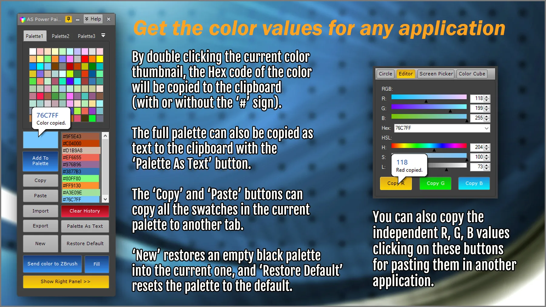 Power Paint color and palette maker for ZBrush and all your apps