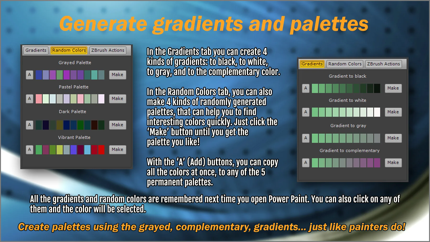 Power Paint color and palette maker for ZBrush and all your apps