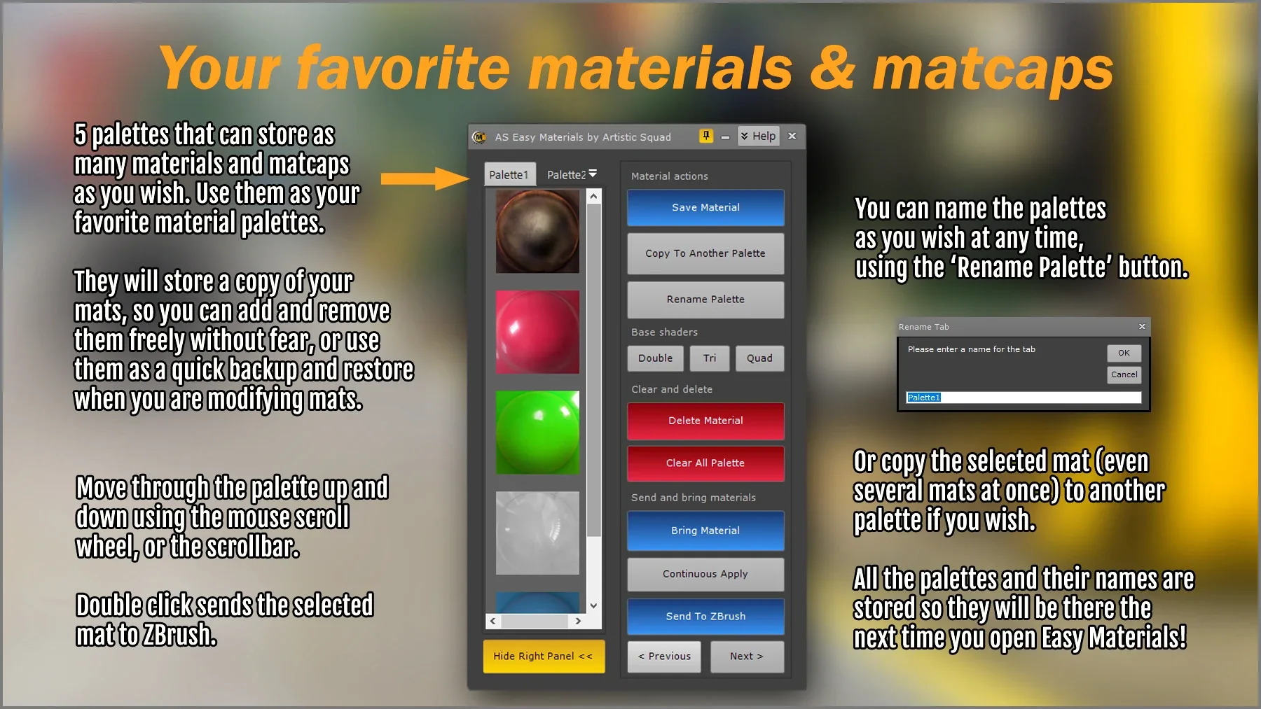 Easy Materials ZBrush Plugin