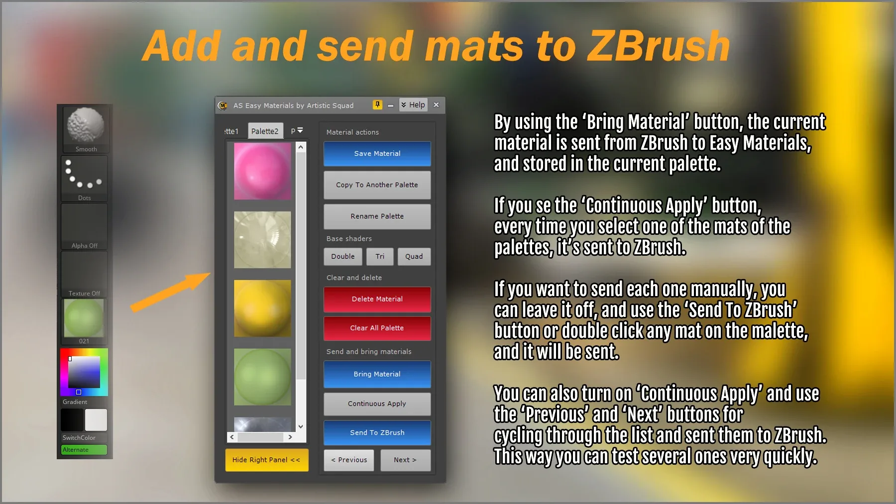 Easy Materials ZBrush Plugin