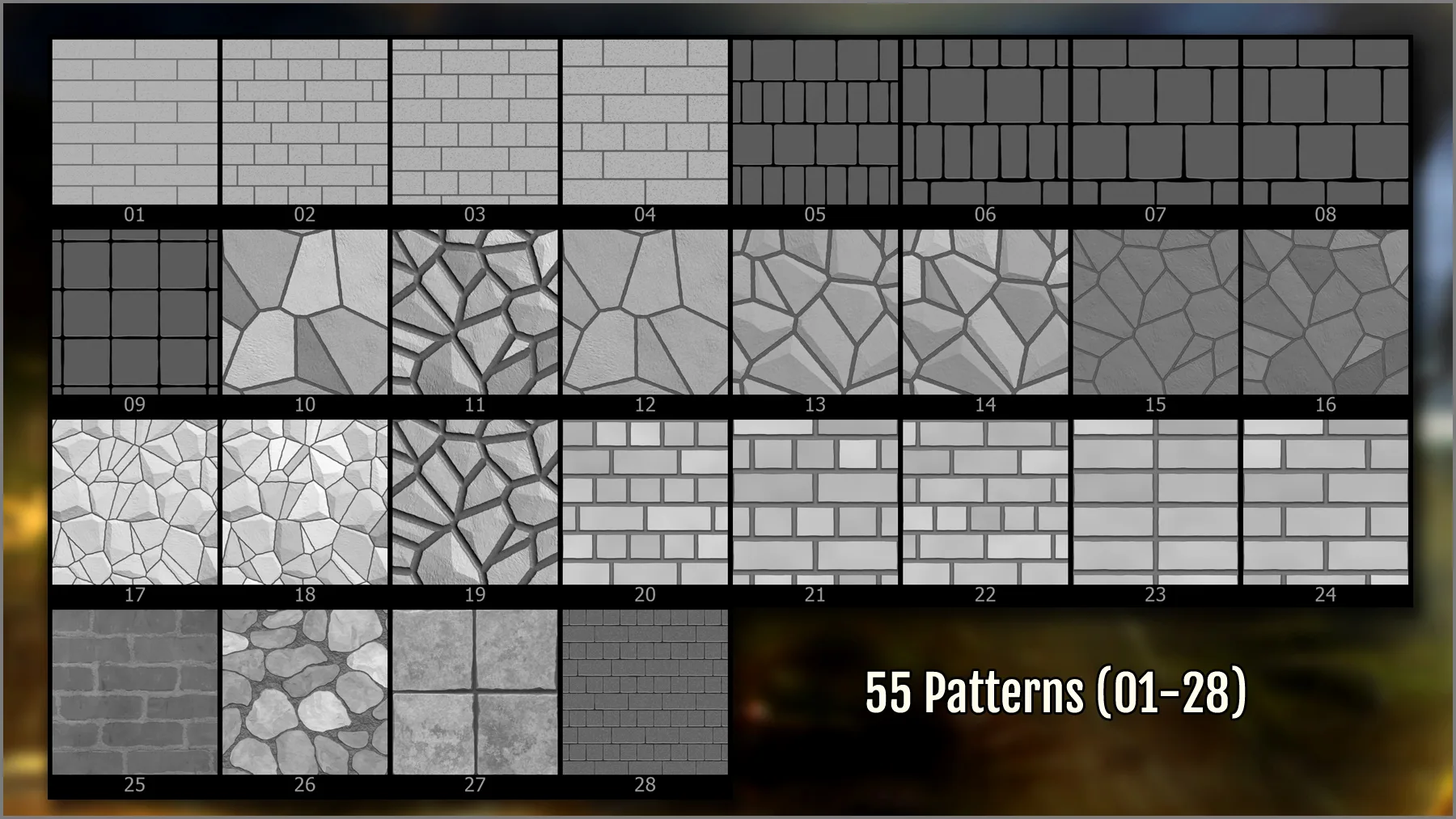 Wall Maker 120 ZBrush Brushes, 60 Alphas, and 55 Patterns