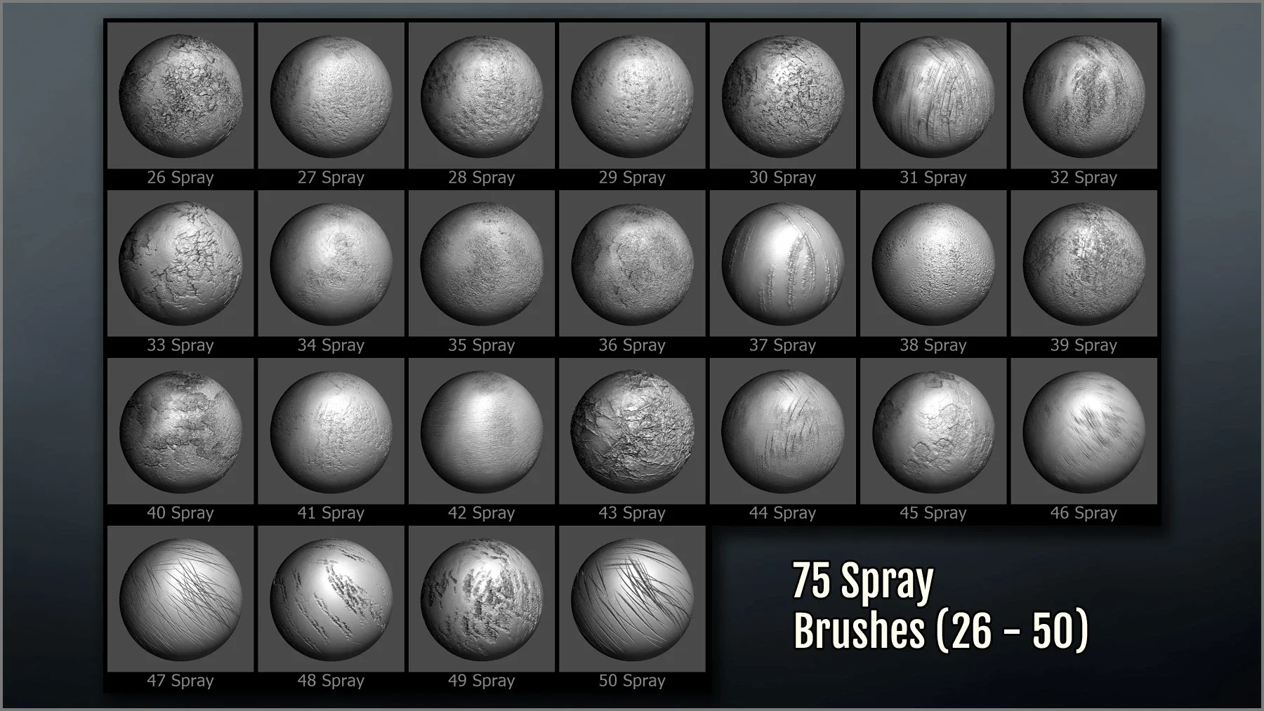 Metal Surface Maker 300 ZBrush Brushes, 75 Alphas, and 40 Patterns