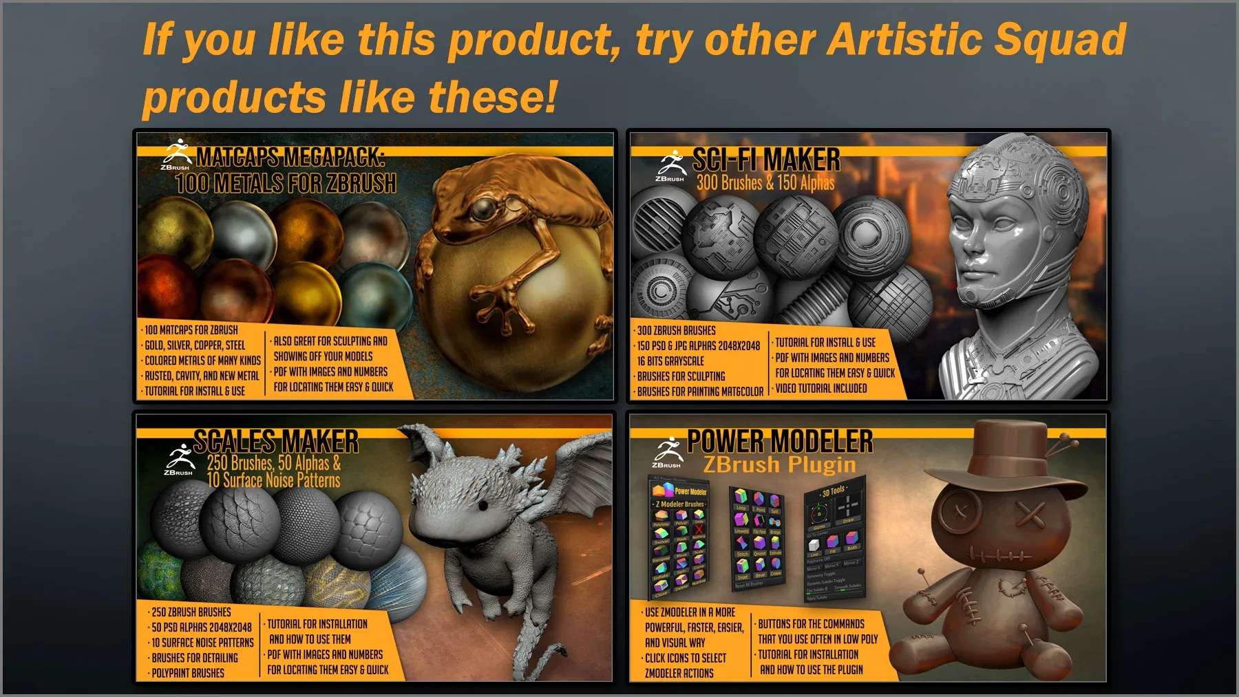 Metal Surface Maker 300 ZBrush Brushes, 75 Alphas, and 40 Patterns