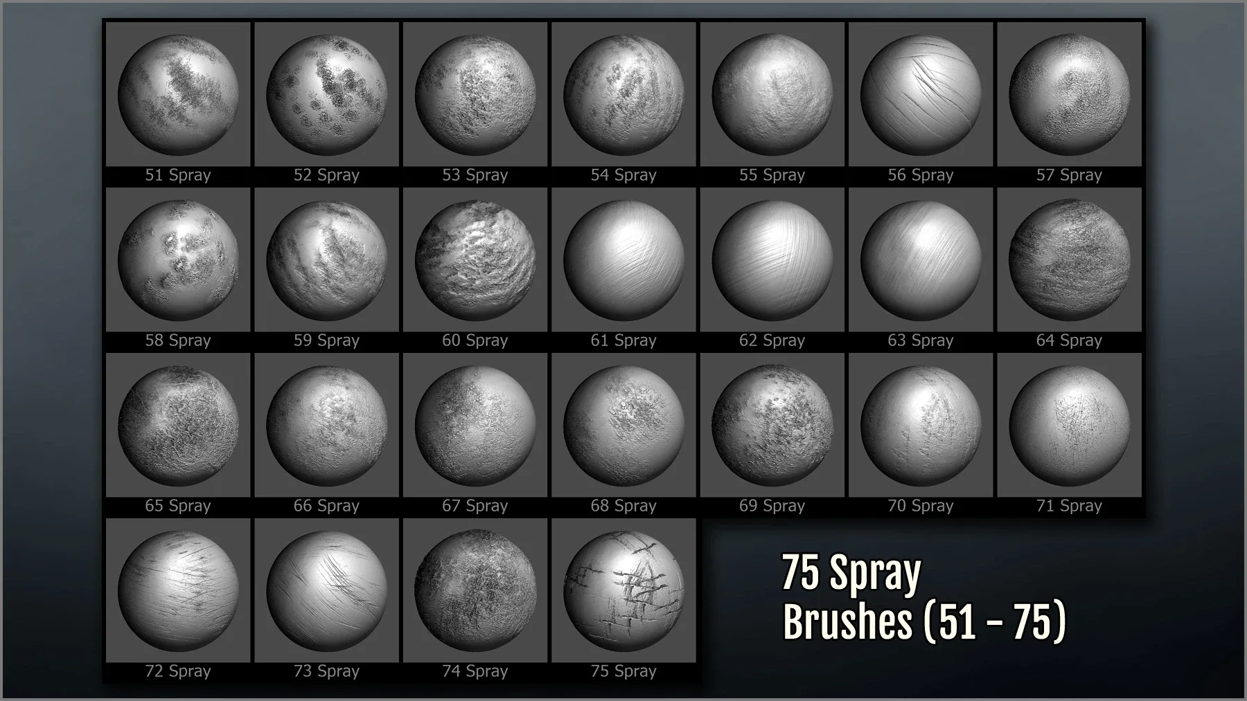 Metal Surface Maker 300 ZBrush Brushes, 75 Alphas, and 40 Patterns