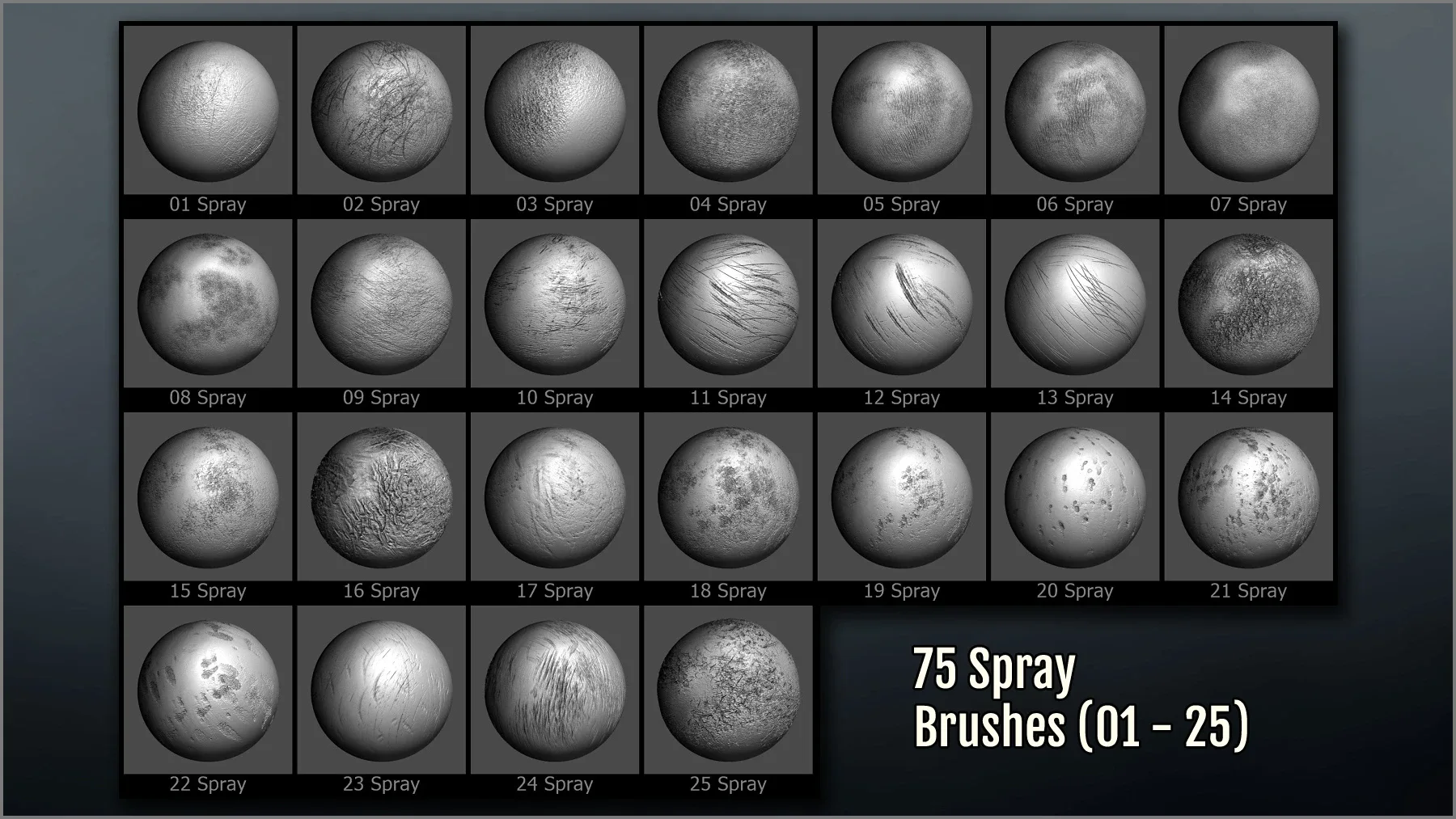 Metal Surface Maker 300 ZBrush Brushes, 75 Alphas, and 40 Patterns