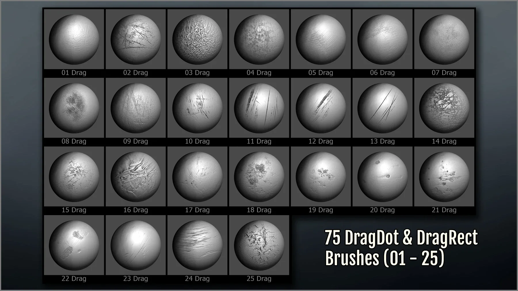 Metal Surface Maker 300 ZBrush Brushes, 75 Alphas, and 40 Patterns