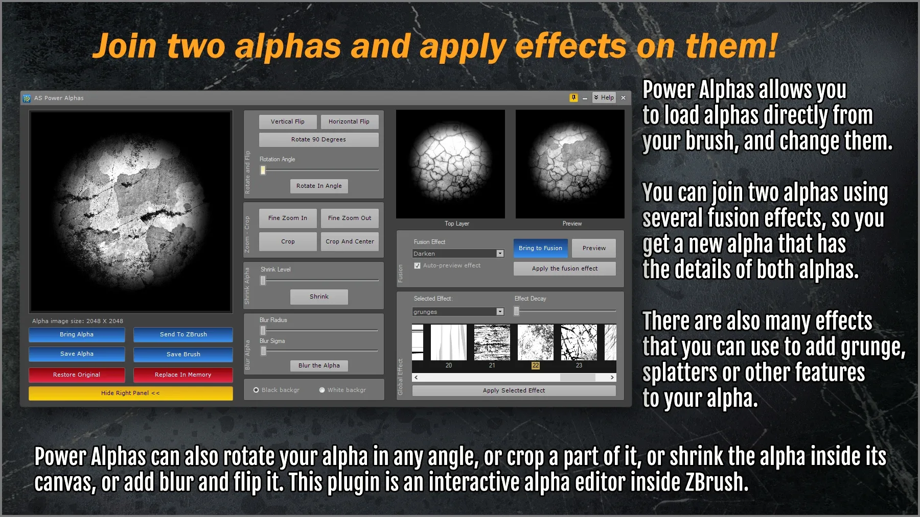 Power Alphas ZBrush Plugin