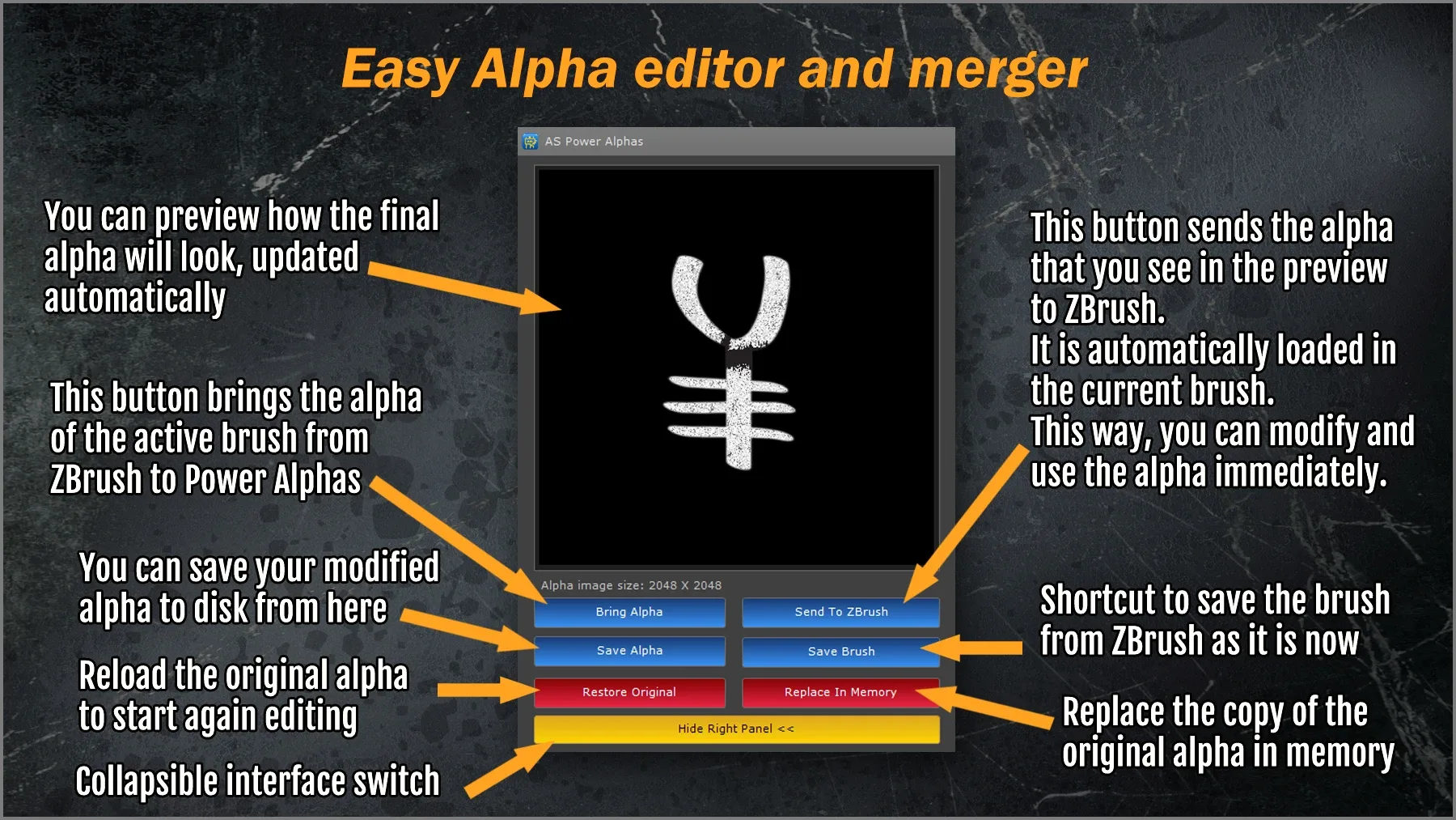 Power Alphas ZBrush Plugin