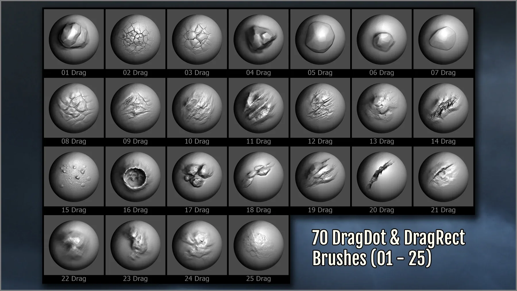 Terrain And Ground Maker 280 ZBrush Brushes and 70 Alphas